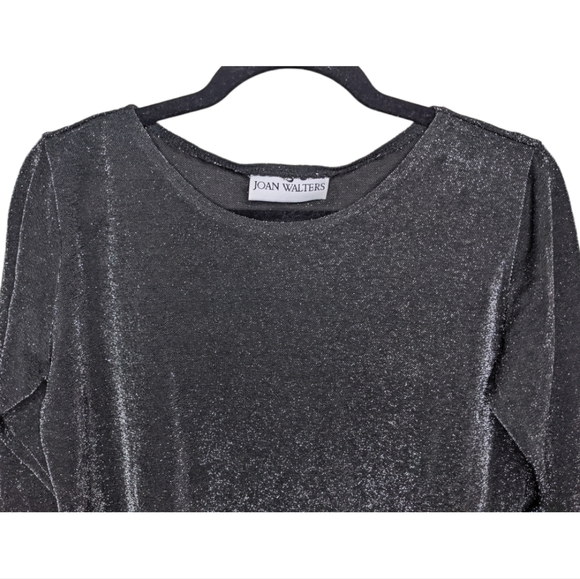 Joan Walters Vintage Shimmery Black Long Sleeve Top ✨ - Picture 4 of 8